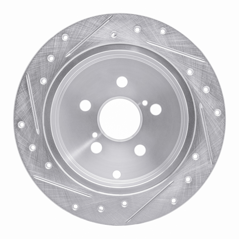 Pontiac Vibe Brake Rotor (1) - Rear Right - R1 Concepts - Drilled & Slotted - Silver - `00-`10